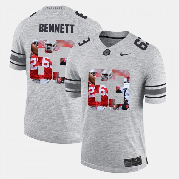 Ohio State Buckeyes Michael Bennett Men's #63 Gray Pictorial Gridiron Fashion College Football Jersey 2404LFPQ1